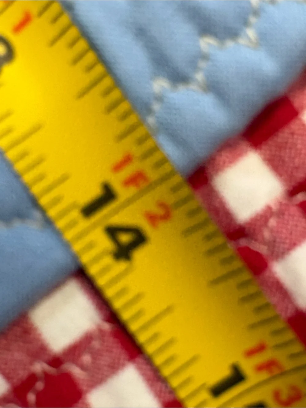 Red Gingham Table Runners with Light Blue Trim and Butterfly Embroidery